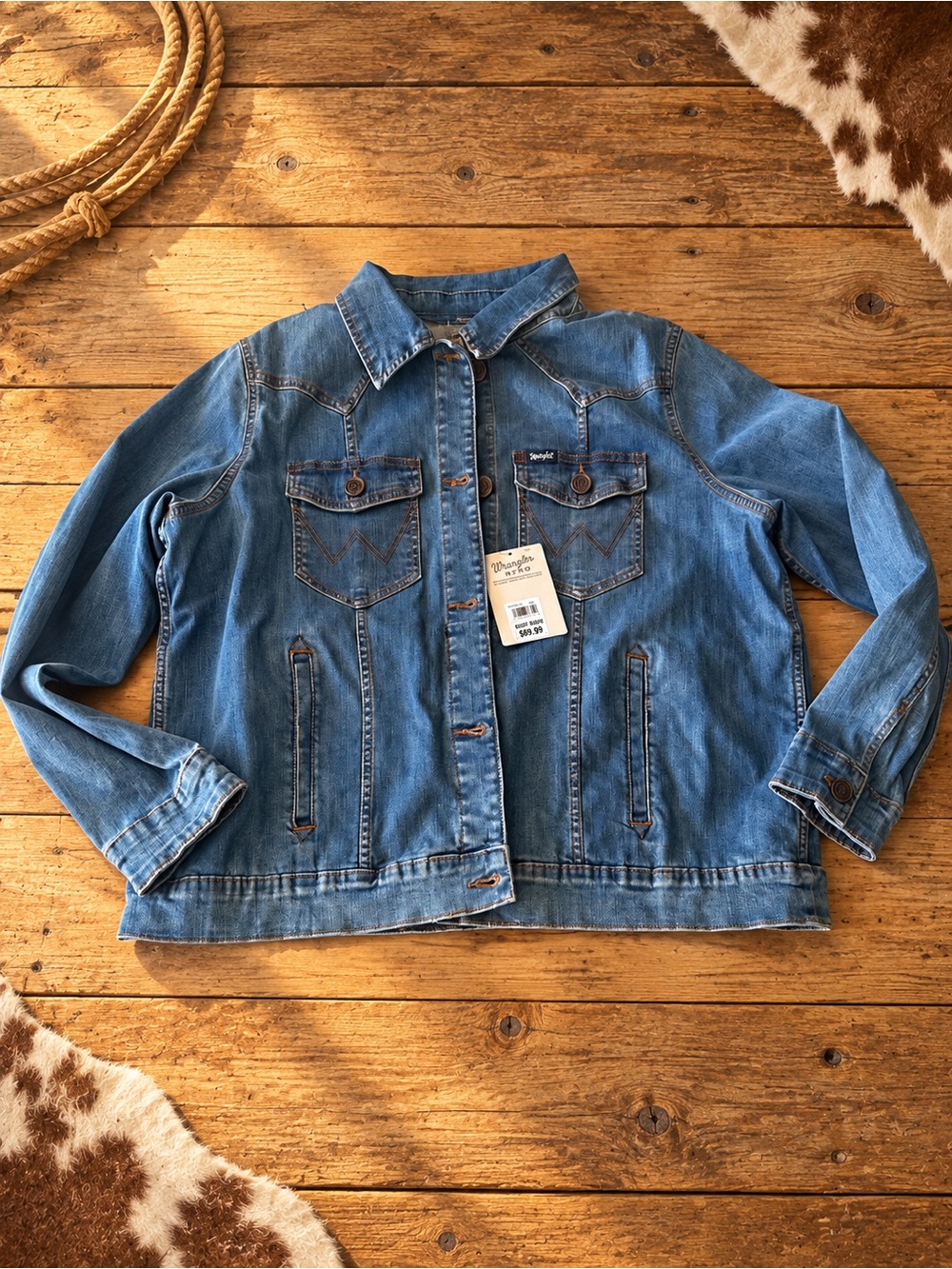 Wrangler Light Blue Denim Jacket - Classic Trucker Style size XXL